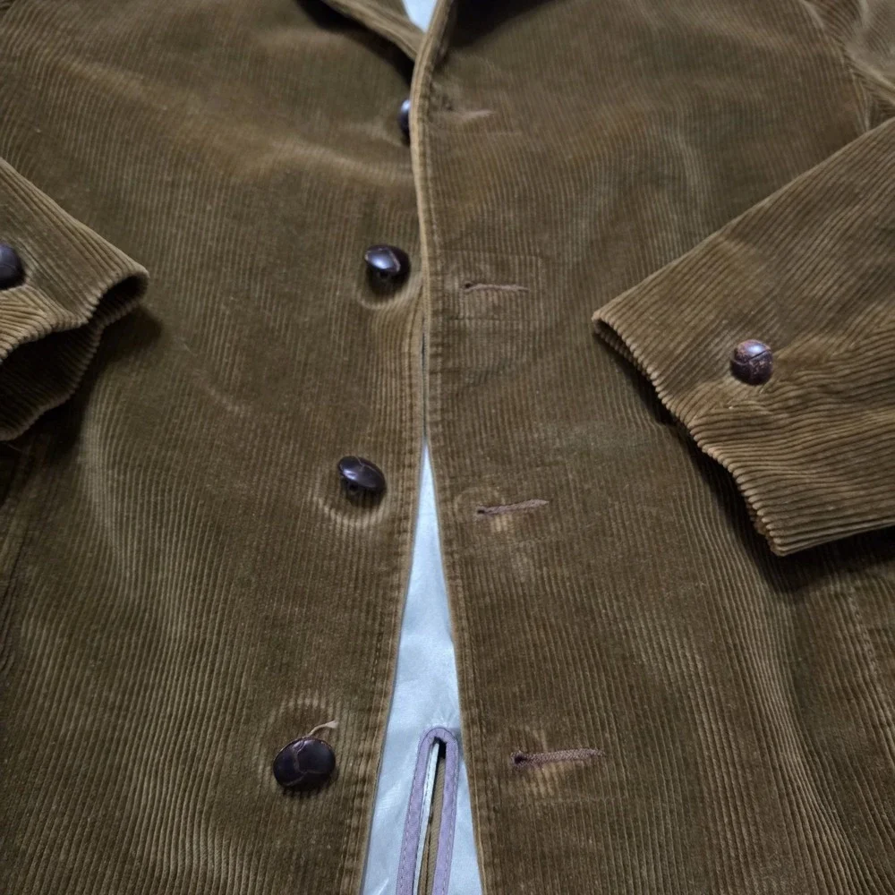 Vintage Lakeland Brown Corduroy Jacket Mens 44 Long Lined Car Coat Retro 70s